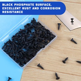 TBUKEOM Wood Screws 166 PCS, #6 x 1/2" High Hardness Phillips Drive Screws, Coarse Thread, Black Flat Head Wood Screws, Carbon Steel, Self-Tapping Screws for Wood