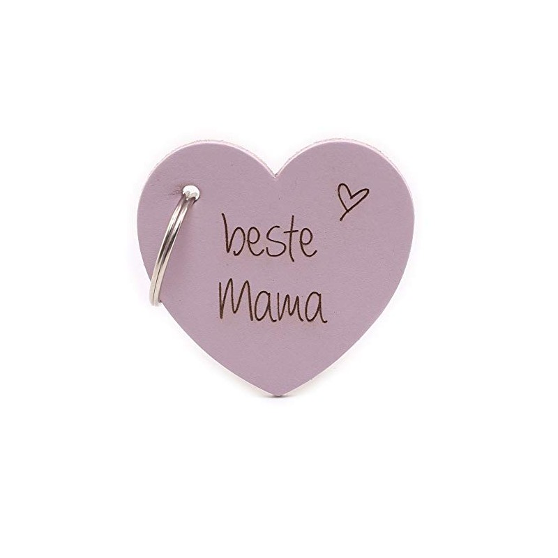 KT-Schmuckdesign Leather Keyring in Pink with German Text "Beste Mama",