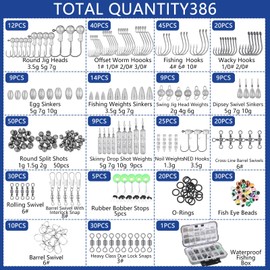 Seenelling 482 Pcs Fishing Tools Kit Fishing Accessories Kit Include Fish Hook Lures Hook Remover Lip Gripper Backpack for Men Women Gifts(Jungle)