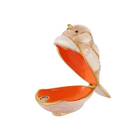 Janshe Cul Mini Bird Trinket Boxes Hand-Painted Enamel Animals Figurine Ornaments Xmas Gift Hinged Jewelry Ring Hold Boxes