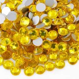 5mm Citrine Crystal Rhinestones Flat Back Non hotfix, yantuo 1440 pcs Citrine Rhinestone Glue fix gems,Bling Glitter Glass Stone for Nail Art,Makeup,DIY Crafts,Shoes,Heels,Home Decoration