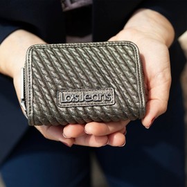 Lois - Wallet for women with inner wallet. Zip. Eco leather. RFID protection., dark silver, Sports