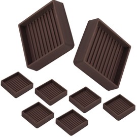 suiwotin 8pcs 2" Caster Cups, Rubber Caster Cups, Non Skid Furniture Grippers, Square Furniture Pads Floor Protectors for Bed Sofa Table Chair (Brown)