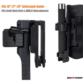 TACNEX Quick Release Baton Holder w/Duty Belt Clip Rotatable Police Baton Holster 16"-21"-26" Telescopic Baton Carrier ASP Baton Carry Case Expandable Baton Flashlight Support Stand for LE Security