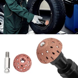 Lwuey Tyre Polishing Disc, 38-40 mm Tungsten Steel Tyre Repair Grinding Head Grinding Body 70 Grid Coarse Grit Wheel Polishing Disc with Connecting Rod Car Tyre Repair Pneumatic Tool