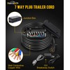 PARTSam 7 Way Trailer Wiring Harness Kit 8ft Trailer Cord