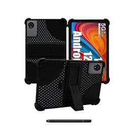 for XGODY 11 inch Android Tablet Case,BOVUGAC Soft Silicone with Capacitive Pen,Heat Dissipation Design,Adjustable Stand,Shockproof,Kids Friendly(Black)