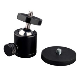 ULIBERMAGNET 24lb Magnetic Camera Mounting Base with Mini Ball Head, Super Strong Rubber Coating Neodymium Magnet with 1/4’’-20 Male Thread Stud for Mobile Camera , Security Camera.