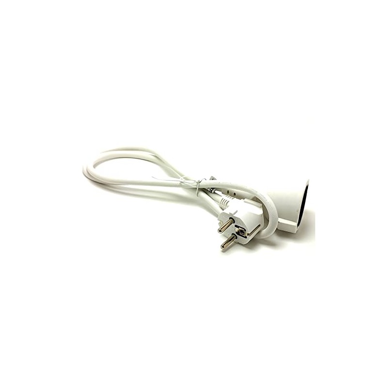 1m 3680W 16A 230V 3x1.5mm Extension Lead White H05VV-F.BL