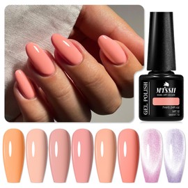 MTSSII Nude Pink Gel Nail Polish Set, 8 Neutral Colors Skin Tone Soak Off Gel Polish Kit Crystal Cat Eye Gel with Magnet for Salon and Nail Art DIY at Home