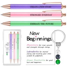 Trnayi 6 Pcs Going Away Gifts for Coworkers Crystal Keychain and Fancy Pen Set Coworker Leaving Farewells Presents for Women Friends New Beginnings Inspirational Encouragement Gift