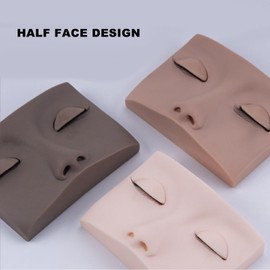 Lash Mannequin Head, Realistic Half Face Makeup Head with 3 Pairs Removable Eyelids, Makeup Mannequin Head for Lash Extension Training Practice (Skin Color)