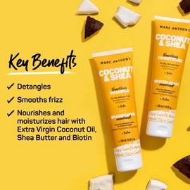 Marc Anthony Volumizing Shampoo and Conditioner Set with Coconut Oil & Shea Butter - Nourishing & Hydrating Haircare Infused with Biotin for Dry & Damaged Hair - Restore Moisture & Protects Hair