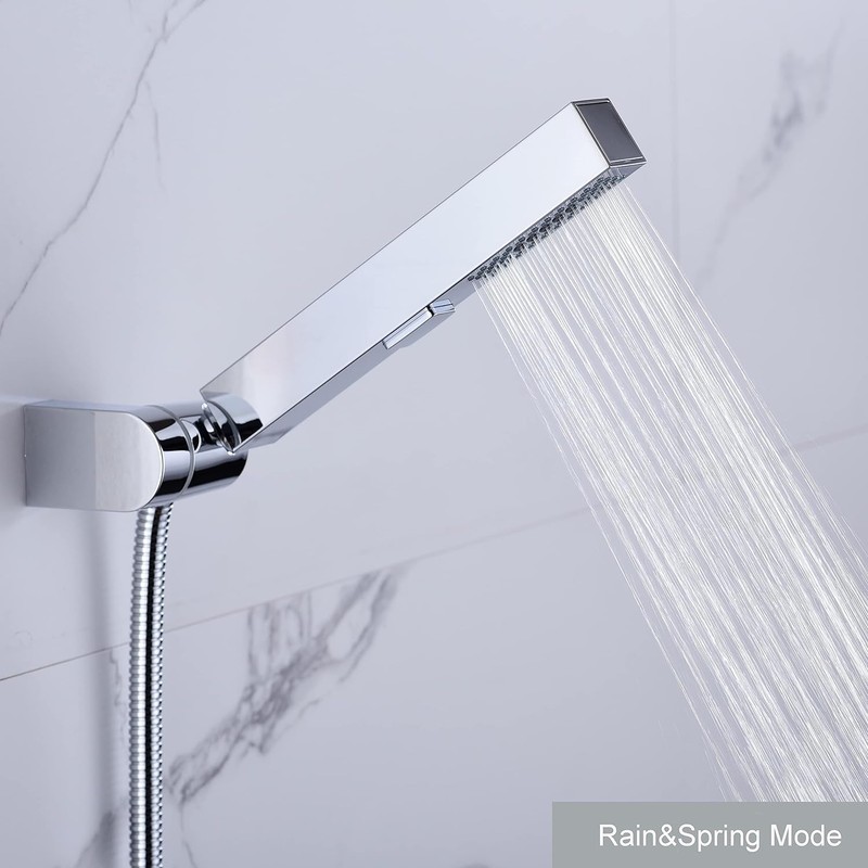 D-Soundwell Shower Head,White/Black,ABS Material,Bathroom 3 Function Square Shower Head with