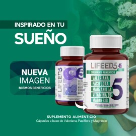 Suplemento Dormir Lifeed5 Sleep Valeriana Pasiflora 45 Caps Sabor Sin Sabor