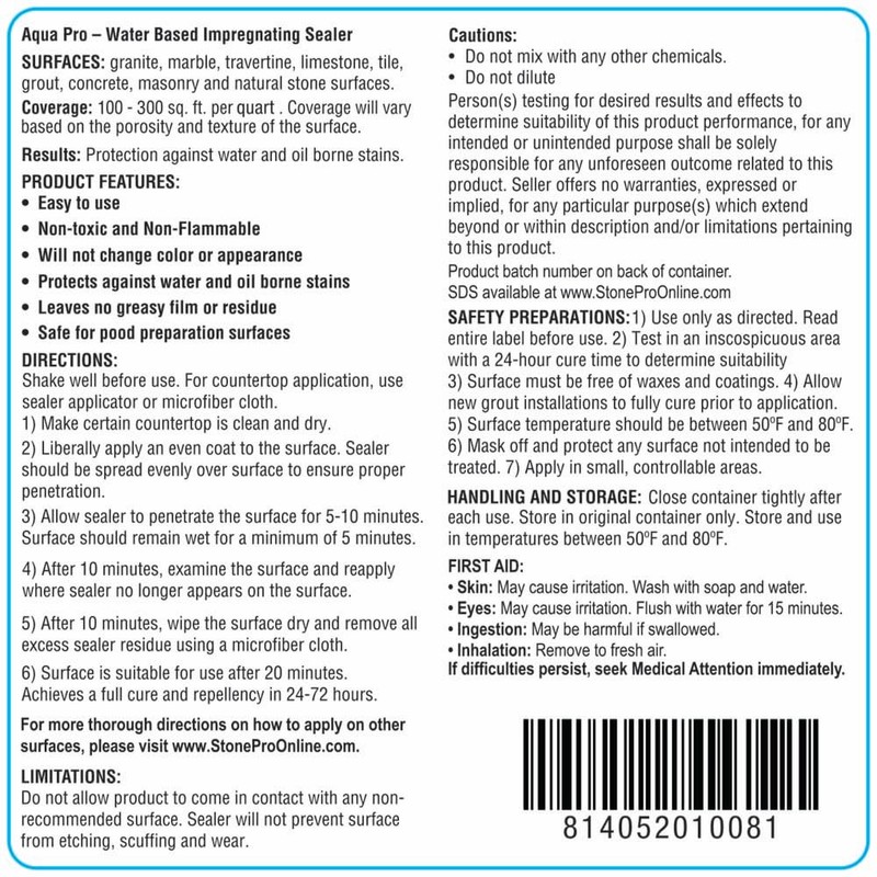 Stone Pro Aqua Pro - Water Based Impregnating Sealer (Quart)