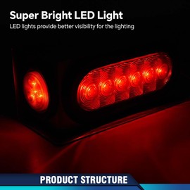 PIT66 2 Pcs Trailer Lights Steel Box with 6" Red LED Oval Tail Lights & 2" Round Side Marker Lights w/Wire connectors For Trailer Truck Trailer Lights Led Kit Tow Lights Rear Lamp Assembly Taillight