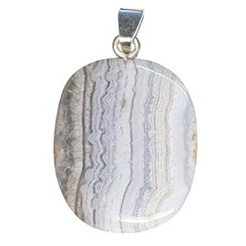 KRIO 1x Chalcedon Scheibenstein Therapiestein lose ODER als Anhänger mit 2 verschiedenen Ösen zur Auswahl (Anhänger mit V-Schlaufe)