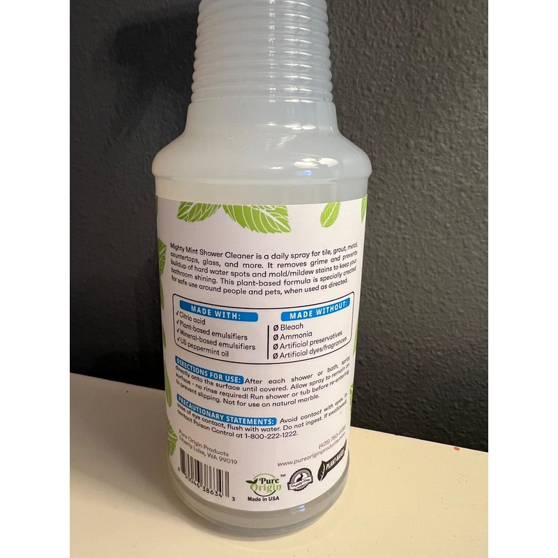 Mighty Mint Shower Cleaner, Non-Toxic, No-Rinse, No-Scrub, Daily Spray for