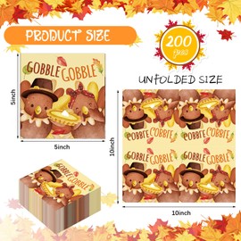 Sherr 200 Pcs Fall Cocktail Napkins Thanksgiving Paper Napkins Disposable Beverage Autumn Guest Towel Table Decoration Hand Towel for Kitchen Bathroom Party Supplies(Maple Leaf,Yellow Orange)