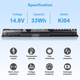 Ymawetia KI04 K104 Notebook Battery Replecement for HP Pavilion 14-ab 14T-ab 15-ab 15-an 17-g Series 800049-001 TPN-Q158 HSTNN-LB6S Spare 800050-001 800010-421 800009-421 KI04 Notebook Laptop Battery