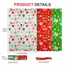 3Pcs Jumbo Christmas Sacks Extra Large Christmas Giant Gift Bags 36x56" Xmas Huge Wrapping Sacks Oversized Big Toy Bags Giant Gift Bag for Presents Xmas Sacks Large with Gift Tags & Tie Party Favors