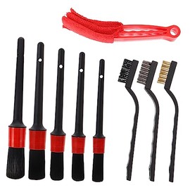 9 Piezas Kit Detallado Automotriz Kit Limpieza Auto para Interiores y Exteriores Cepillos de Cerdo y Alambre Cepillo para Rejillas de Ventilación...  