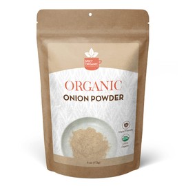 SPICY ORGANIC Onion Powder – 4 oz. – Certified USDA Organic - Non-GMO - White Onion Powder Seasoning for Dressings, Dips, Casseroles, Meat, Poultry, Baking, Sauces, Gravies, and Flavoring for Snacks