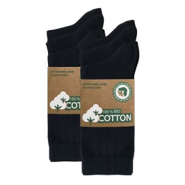 mehrstrumpf 6/12 Pairs Men's & Women's 100% Organic Cultivation Socks with Comfort Waistband without Seam (Model: Biolivia), 6 Pairs (Black)