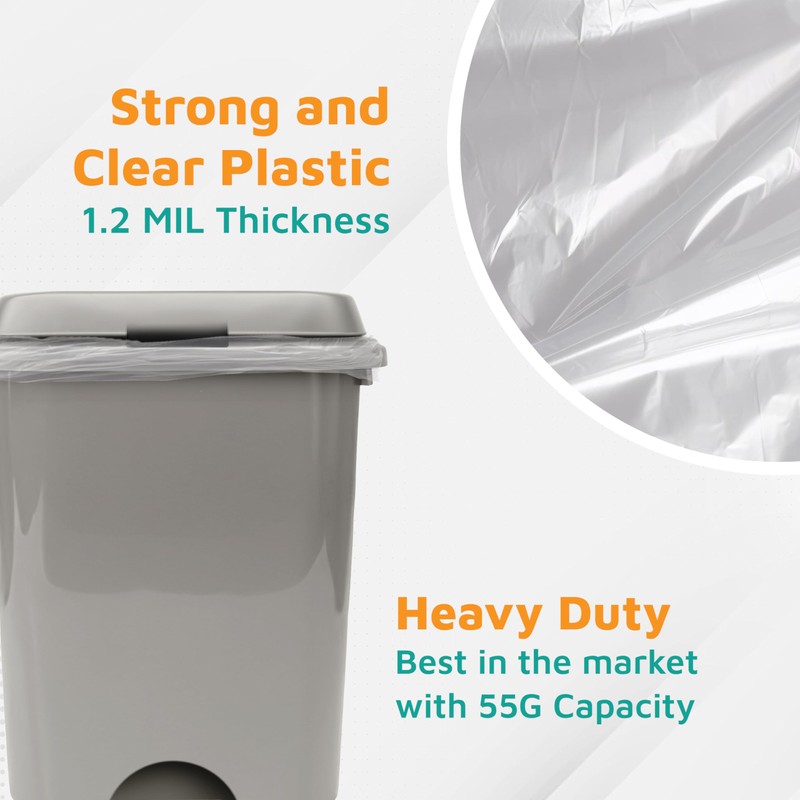PlasticMill Heavy Duty Trash Bags - Clear Garbage Bags -