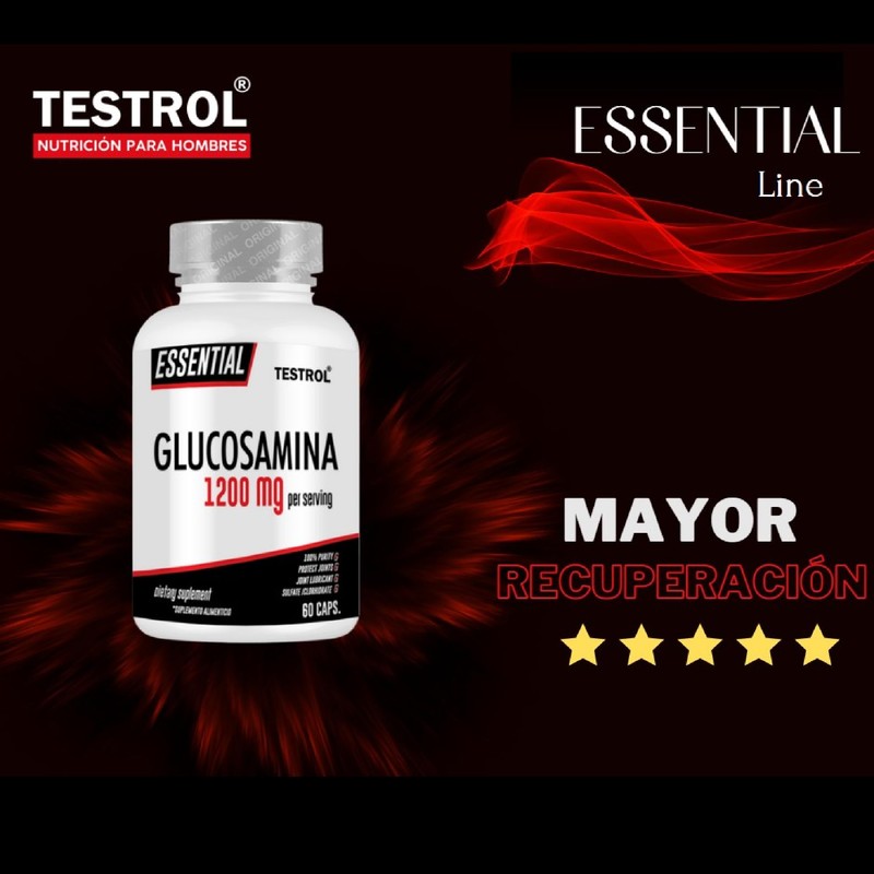 TESTROL. Glucosamina Essential 1200 mg Flexibilidad, Salud Articular y Ligamentos.