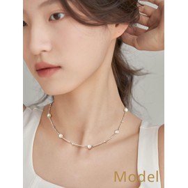 FindChic Women's Pearl Necklace, 0.24 / 0.3 / 0.4 inch (6 mm), 0.3 inch (8 mm), 0.4 inch (10 mm), Artificial Pearl, Chain, 15.7 inches (40 cm), Simple Accessory, Ceremonial Occasions, Wedding, Party