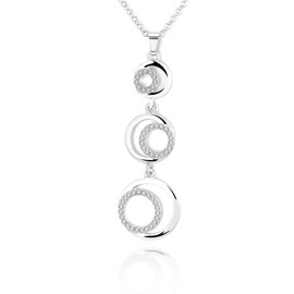 Fashion Women's Necklace Rings Chain with CZ Crystal Pendant Necklace Long Gold and Silver Plated Necklace for Girls (Multi Color)