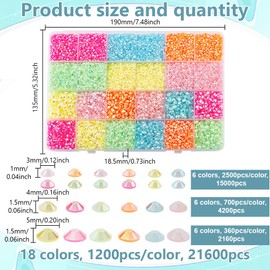 GOMAKERER About 21360 Pcs 6 Colors Half Round Flatback Rhinestones, 3/4/5mm Resin Flatback Faceted Crystal Rhinestone Cabochons Ab Crystals Gemstones for Jewelry Making Hair Clips Crafting