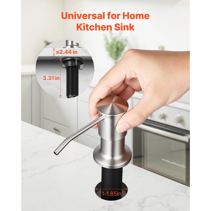 VEVOR Built in Soap Dispenser for Kitchen Sink Stainless Steel