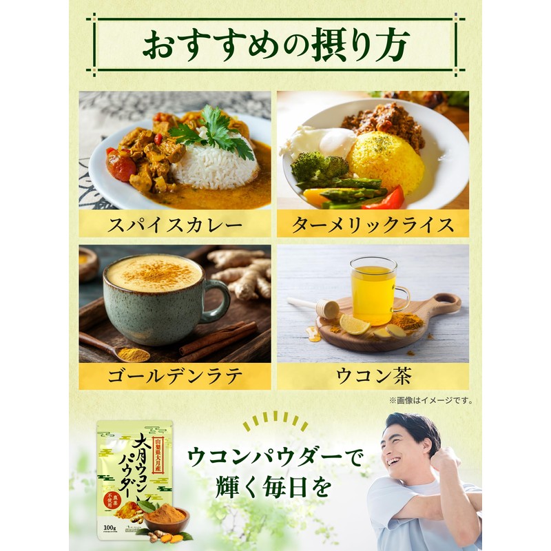 SPANION 大月ウコン パウダー 100g 栽培期間中 農薬不使用 自社農薬検査合格 ターメリックパウダー 国産 ウコン