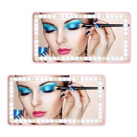 %.oe Edge Auto Car Sun Visor Mirrors, 3 Light Modes & 60 LEDs Rechargeable, Touch Screen Dimmer, Shades & Travel Cosmetic Mirror Pack of 2 in Pink