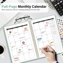 Budget Planner-Monthly Budget Book with Expense Tracker Notebook/Accounting Book, A5 Monthly Financial Organizer Planner, Manage Your Money Effectively, Start Anytime, 1 Year Use, Green