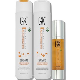 GK HAIR Juegos de Champú y Acondicionador Hidratante de Queratina Global(10.1 FlOz/300Ml) Con Suero Anti Frizz Aceite de Argán(1.69 FlOz/50 Ml) para Reparación de Daños Secos- Todos Los Tipos de Cabel