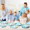 BkeeCten 50Pcs Blue God Bless Oval Paper Plates and 50Pcs
