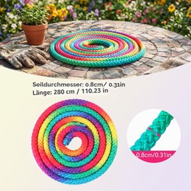 Cyrank Children's skipping rope, horse lead, gymnastics rope, skipping rope, rainbow, skipping rope without handle, rhythmic, gymnastics rope, training rope, fitness ropes, gymnastics equipment