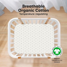 2-Pack Mini Crib Sheets Fitted - Pack N Play Sheets for Pack and Play Mattress, Organic Cotton, Soft & Breathable Jersey Playard Bedding, Neutral Mini Toddler Bed Cover for Boys, Girls (Bumble Bear)