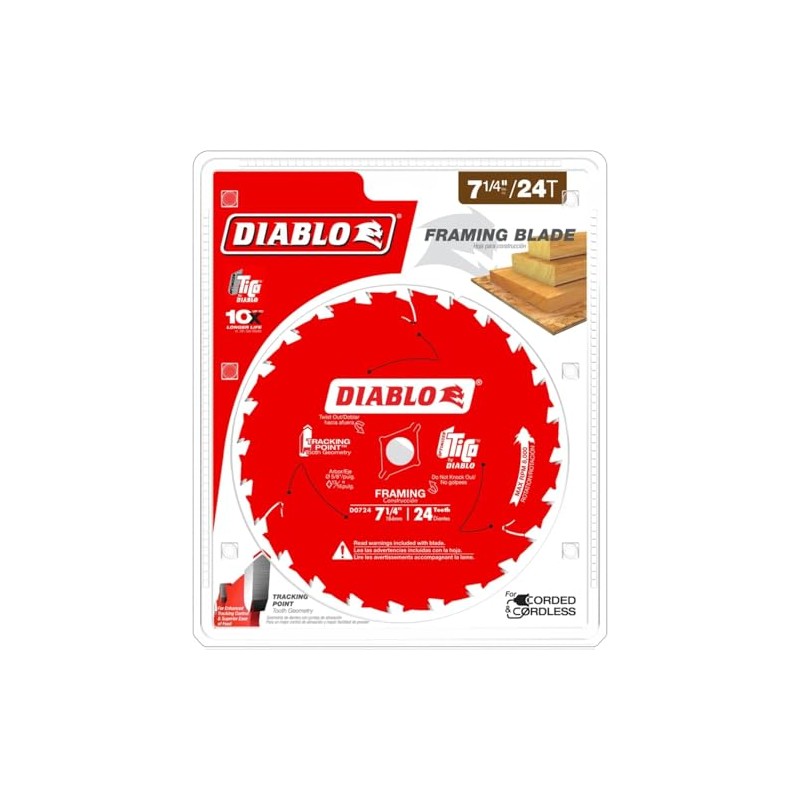 Diablo Framing Saw Blade for Wood - 7-1/4" Diameter, 24