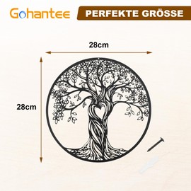 gohantee 28 cm Black Metal Tree of Life Decoration Living Room Wall Art Bedroom Viking Tree of Life