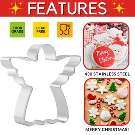 KAISHANE Christmas Cookie Cutters Set, 9 Piece Holiday Cookie Cutters Shape - Gingerbread Man, Christmas Tree, Snowflake, Santa, Angel, Candy Canes, Snowmen, Elk for Christmas Party Winter Baking
