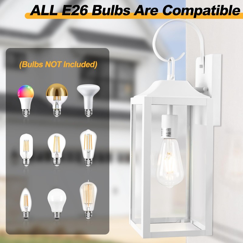 Yolsunes Large Outdoor Wall Lights, 19 Inch White Exterior Light