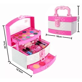 Juguete Maquillaje De Verdad Belleza Niña Tocador Estuche Rosa con Blanco