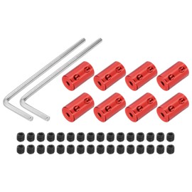 MECCANIXITY 3mm to 5mm Bore Rigid Coupling 20mm Length 12mm Dia M4 Aluminum Alloy Shaft Coupler Connector for 3D Printers DIY Car Boat Red, with 8pcs Coupling, 32pcs Screws, 2pcs Wrench