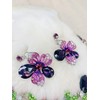 MMonesu Crystal Flower Bib Statement Necklace Set Chunky Purple Flower