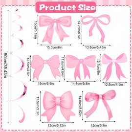 21Pcs Pink Bow Themed Party Decorations, Cute Pink Bow Party Decorations for Girls, Pinks Bows Birthdays Decoration for Women Girls Parties Decor, Baby Shower, Bridal Bachelorette Shower